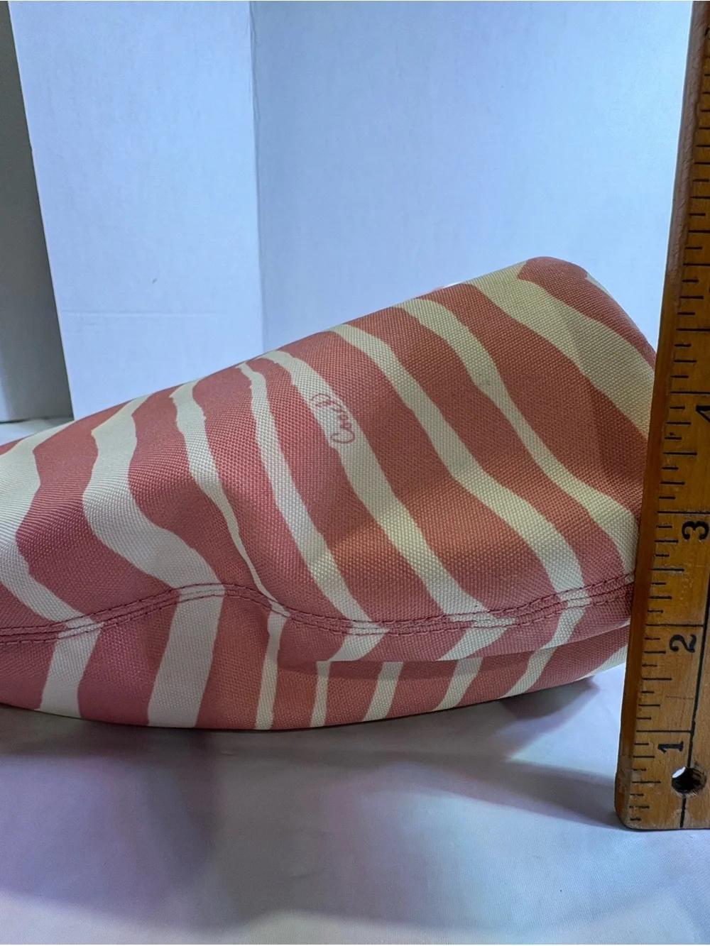 Coach Pink and Cream Zebra-Stripe Canvas Tote